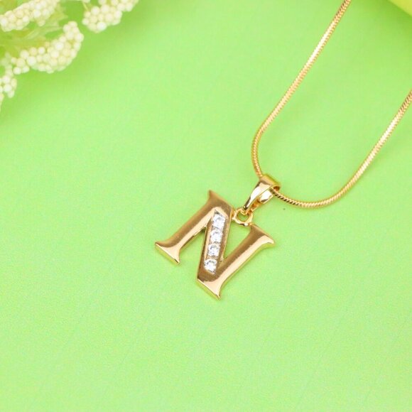 "Rose Gold Letter N Pendant with Crystals – 18K Gold Plated Charm, XPPT1363 - Picture 13 of 13